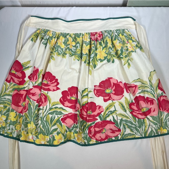 Vintage Floral Botanical Hostess Half Apron Kitchen Cooking Baking - Picture 9 of 13